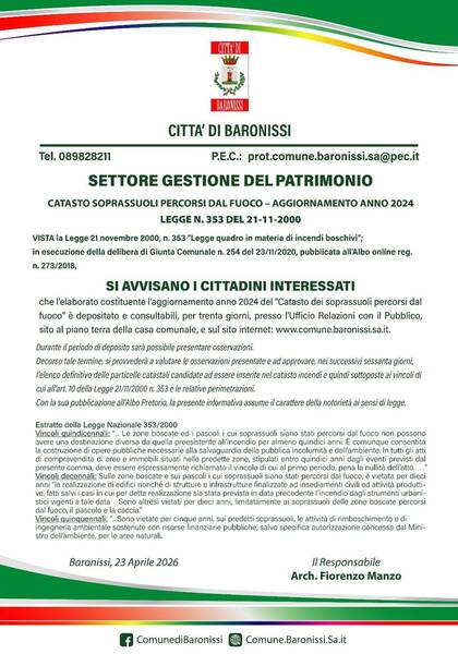MANIFESTO CATASTO INCENDI 2026