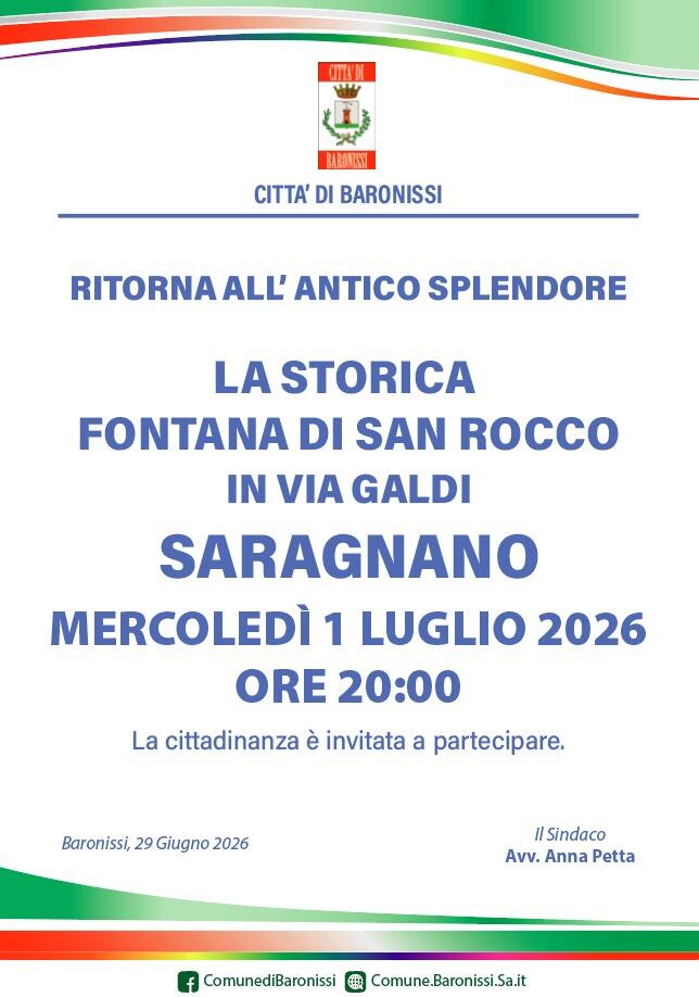 Immagine: manifesto fontana saragnano