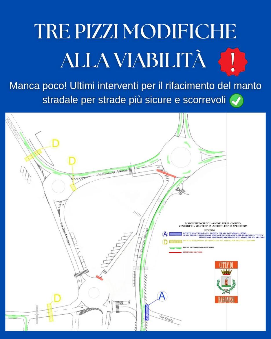 Tre Pizzi modifiche viabilità
